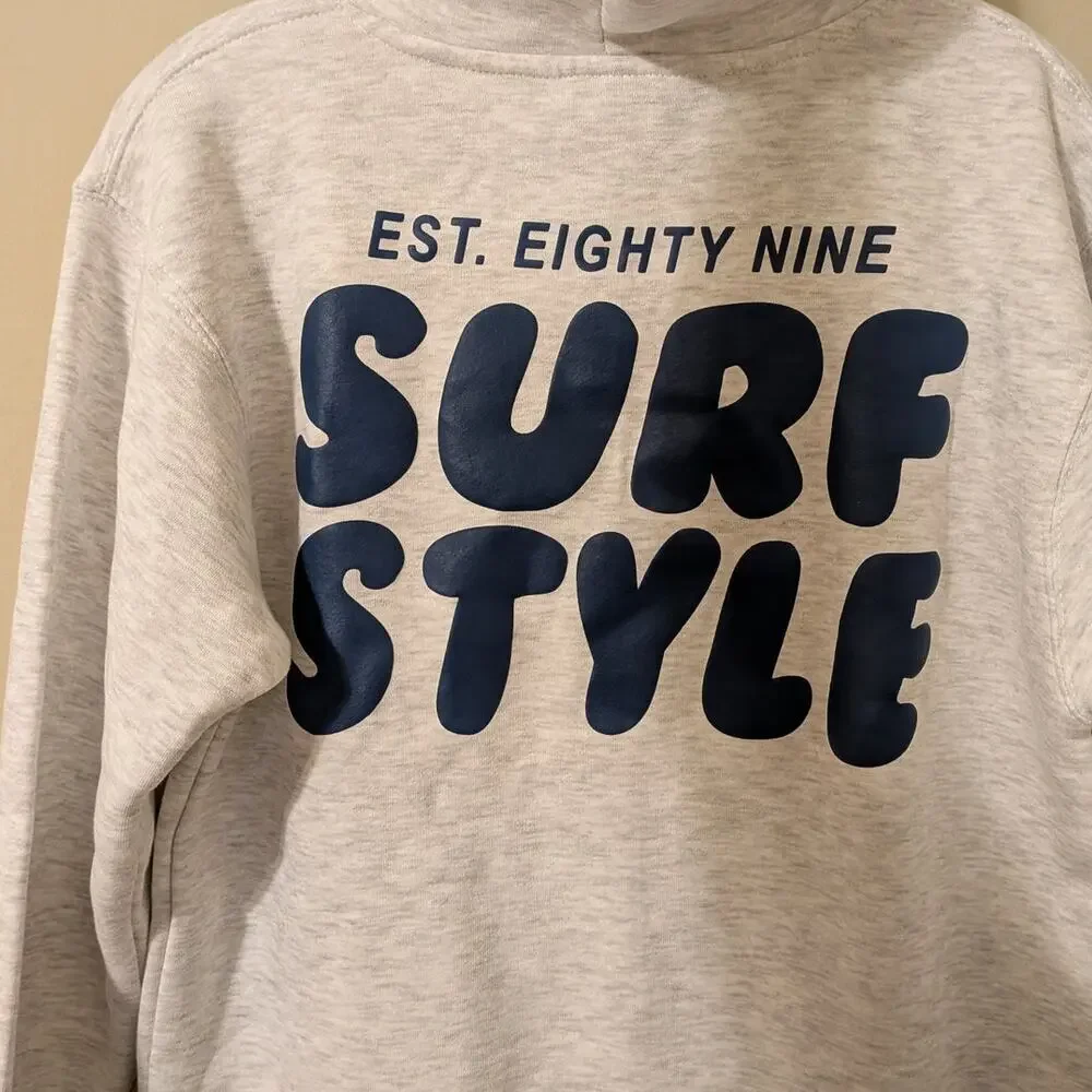 Surf Style Clearwater Est, 1989 Beach Grey White Pullover Hoodie